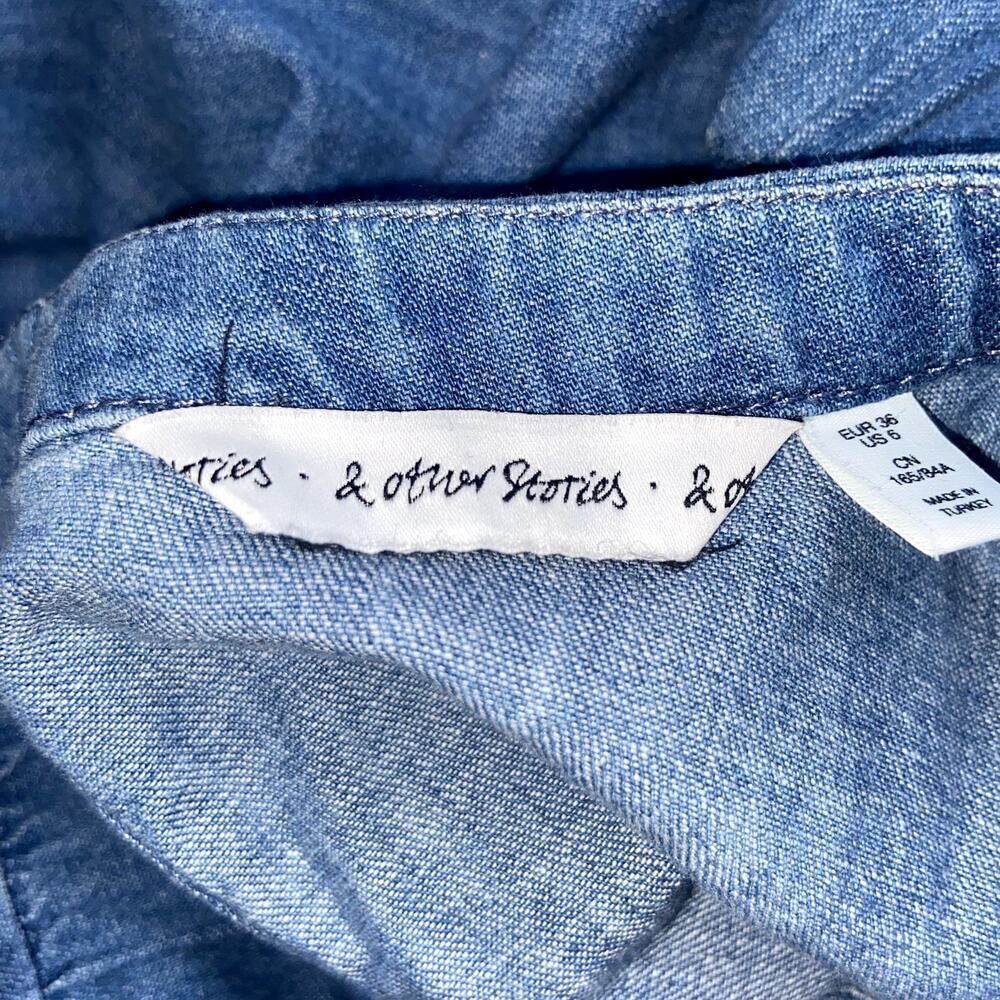 & Other Stories Denim Chambray Dress Women's Size 6 Prairie Cottagecore ! - Picture 3 of 8